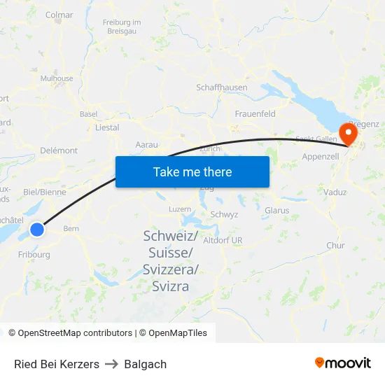 Ried Bei Kerzers to Balgach map