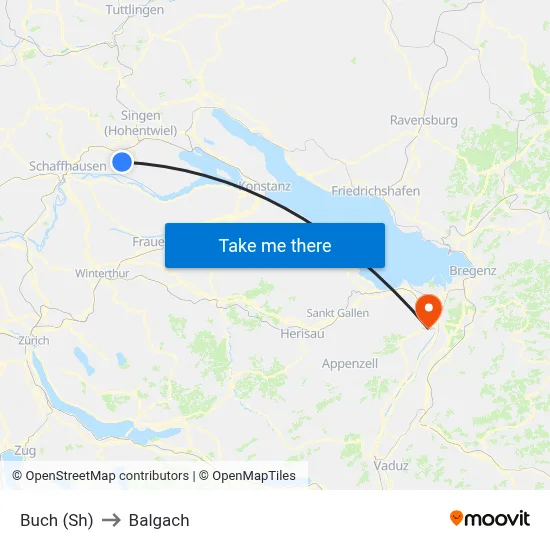Buch (Sh) to Balgach map