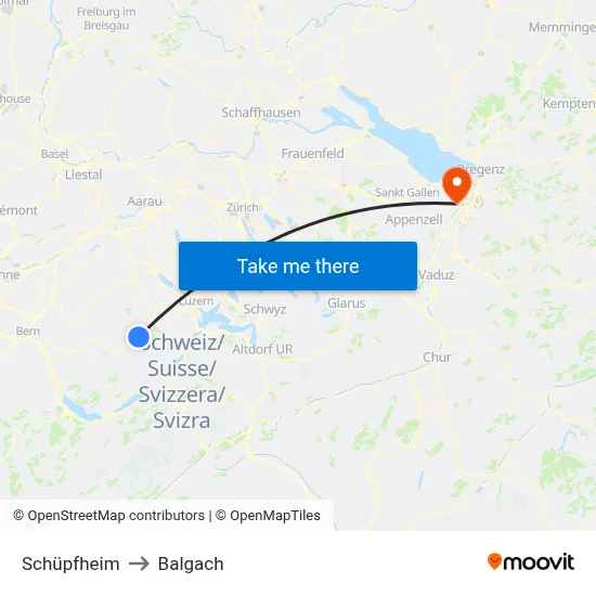 Schüpfheim to Balgach map
