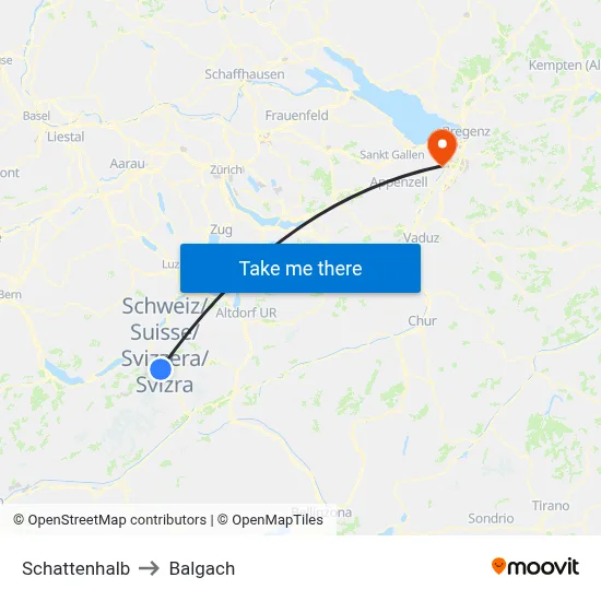 Schattenhalb to Balgach map