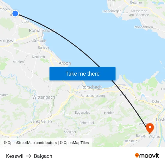 Kesswil to Balgach map