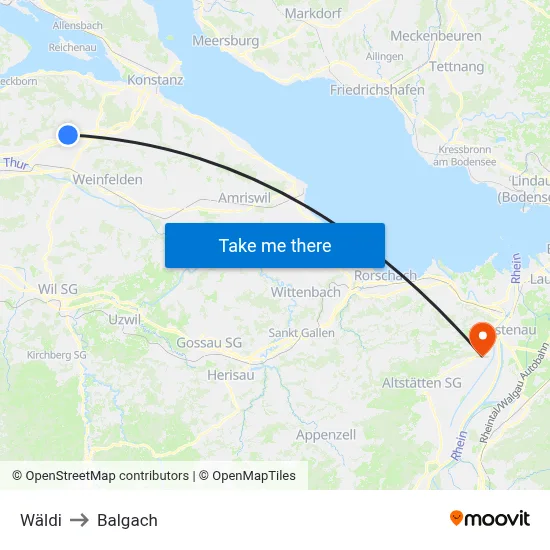 Wäldi to Balgach map