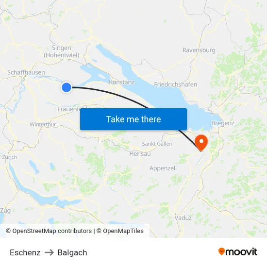 Eschenz to Balgach map