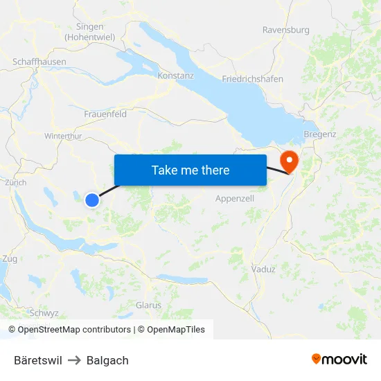 Bäretswil to Balgach map