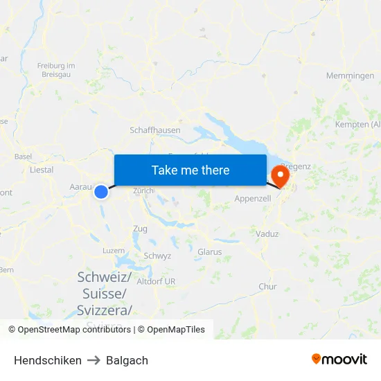 Hendschiken to Balgach map