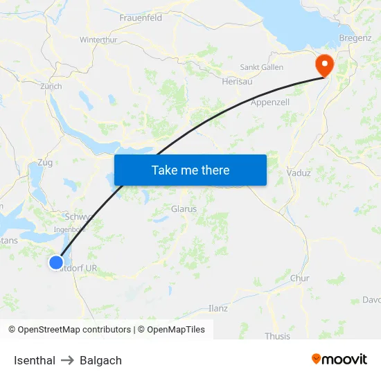 Isenthal to Balgach map