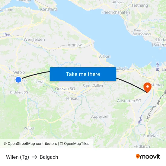 Wilen (Tg) to Balgach map