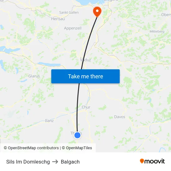 Sils Im Domleschg to Balgach map