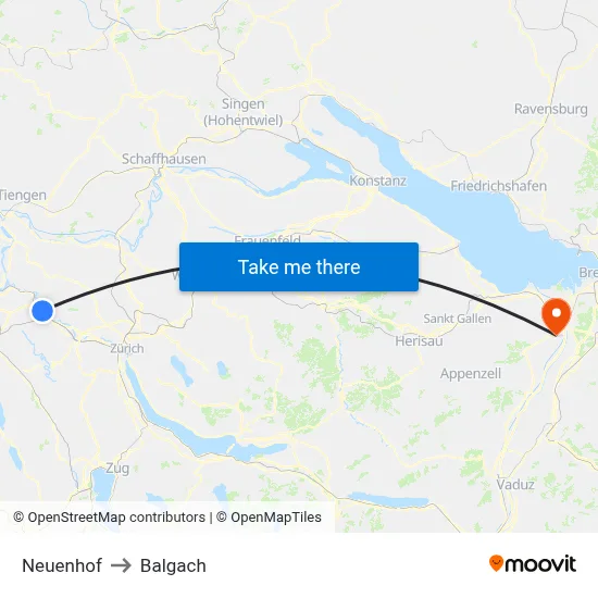 Neuenhof to Balgach map