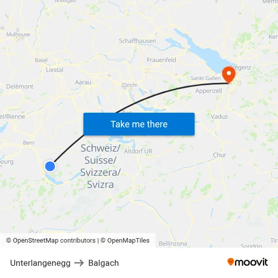 Unterlangenegg to Balgach map