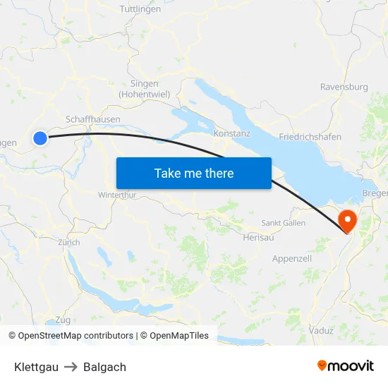 Klettgau to Balgach map