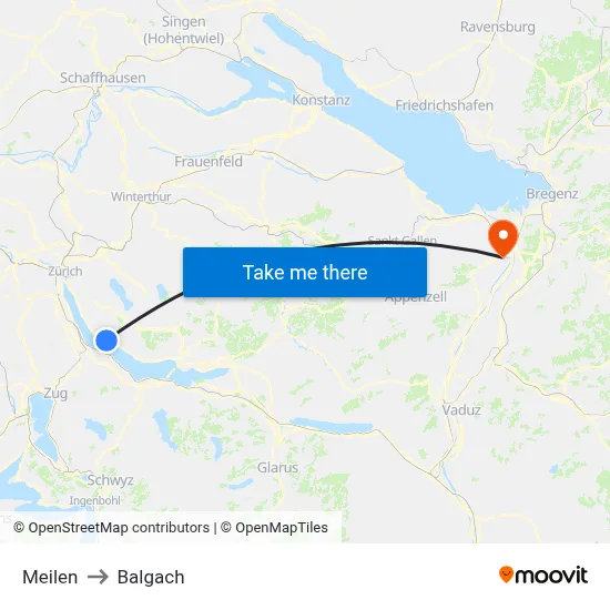 Meilen to Balgach map