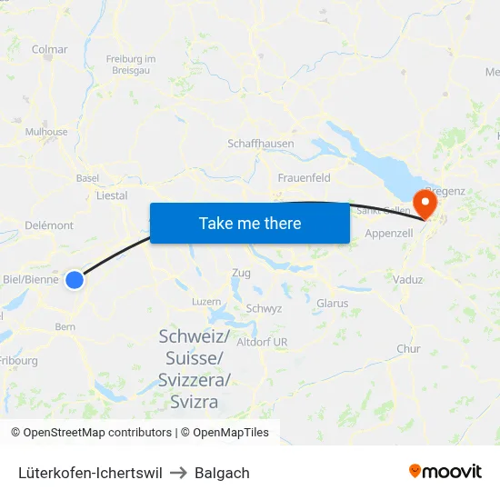 Lüterkofen-Ichertswil to Balgach map