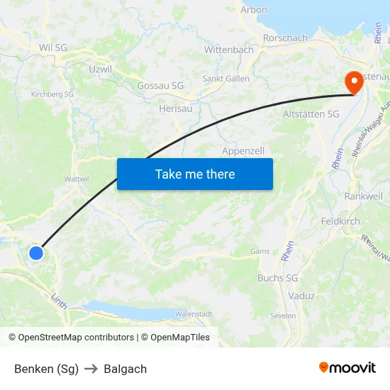 Benken (Sg) to Balgach map