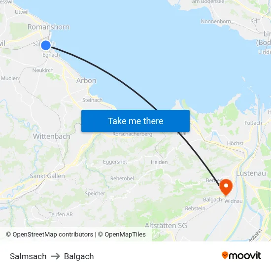 Salmsach to Balgach map