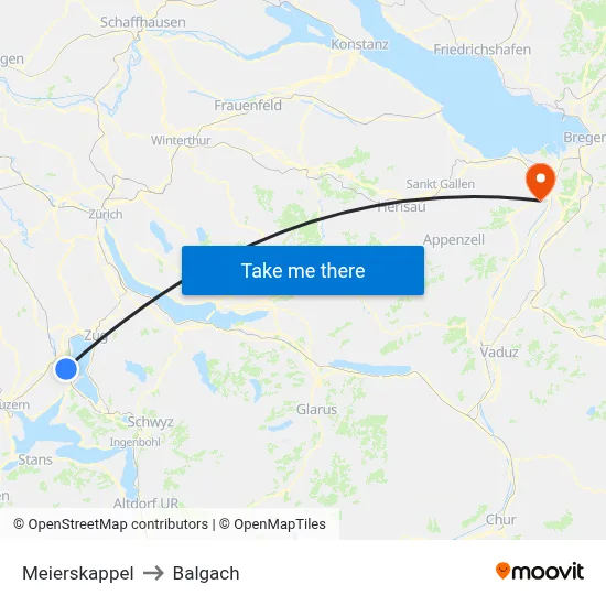Meierskappel to Balgach map