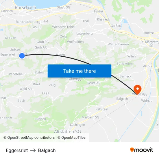 Eggersriet to Balgach map