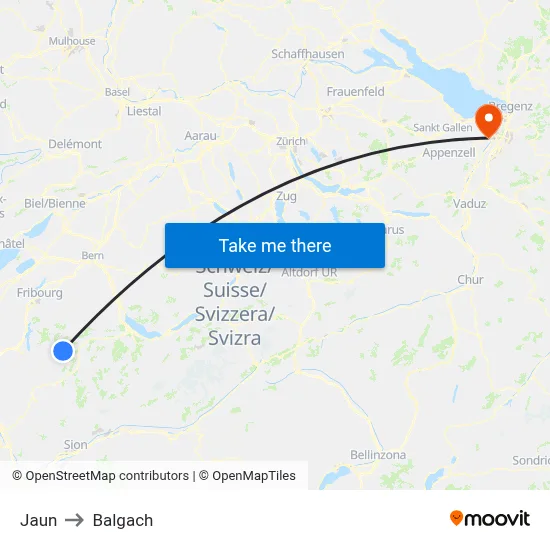 Jaun to Balgach map
