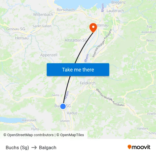 Buchs (Sg) to Balgach map