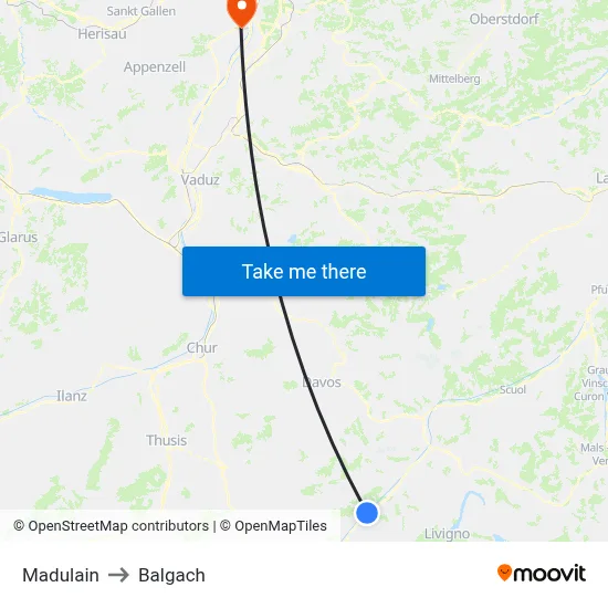 Madulain to Balgach map