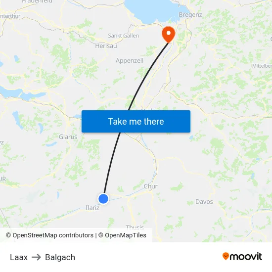 Laax to Balgach map