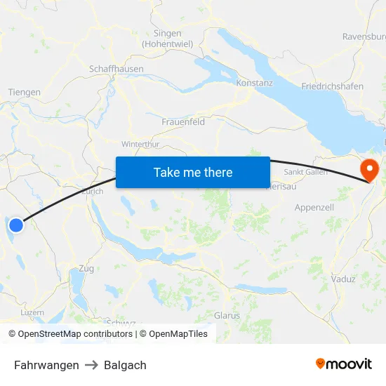 Fahrwangen to Balgach map