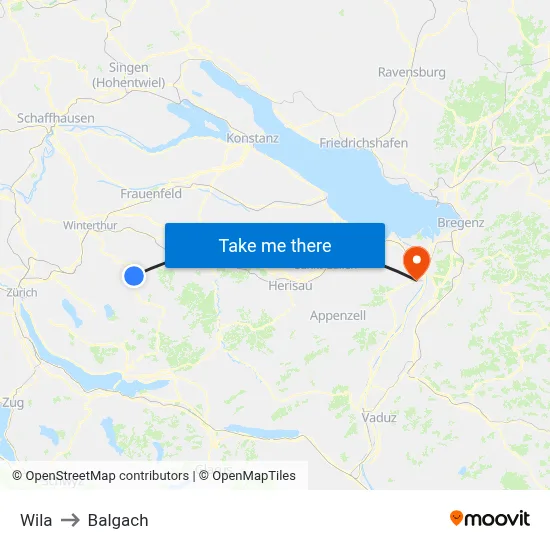 Wila to Balgach map