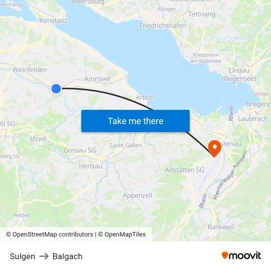 Sulgen to Balgach map