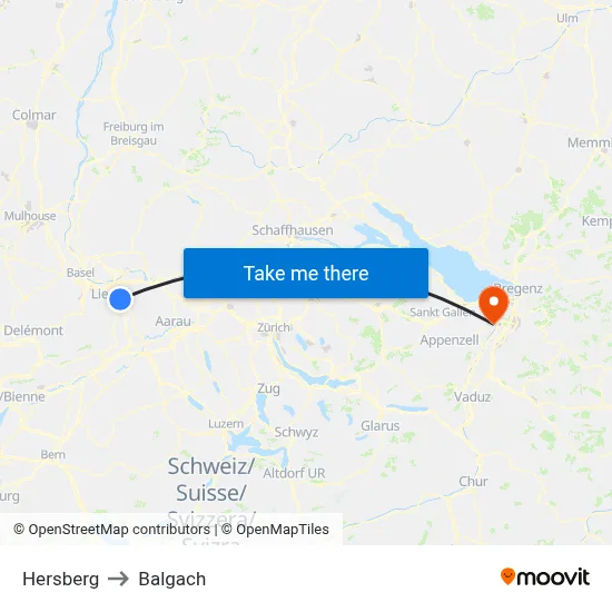 Hersberg to Balgach map