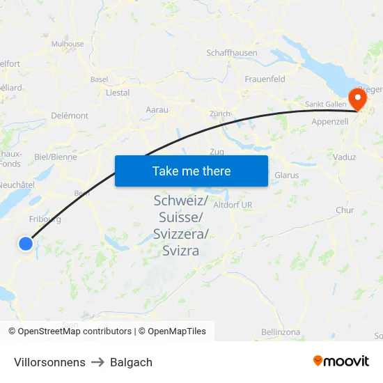 Villorsonnens to Balgach map