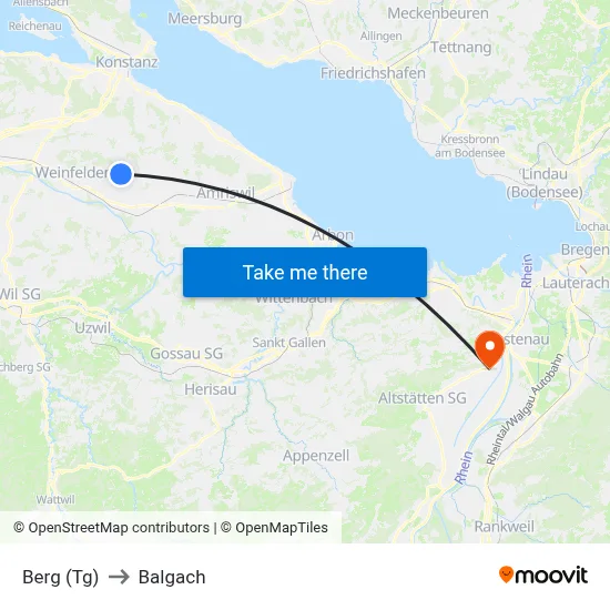 Berg (Tg) to Balgach map