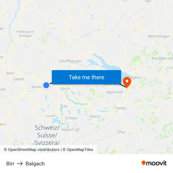 Birr to Balgach map