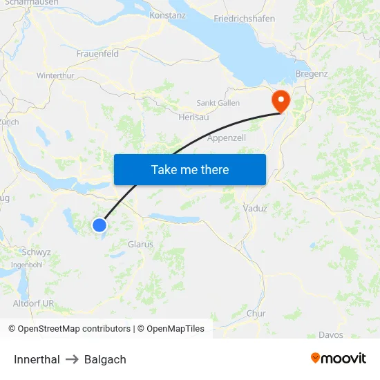Innerthal to Balgach map
