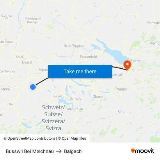 Busswil Bei Melchnau to Balgach map