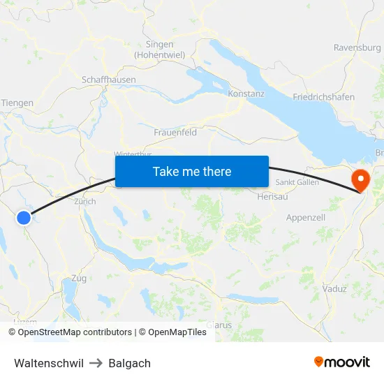 Waltenschwil to Balgach map