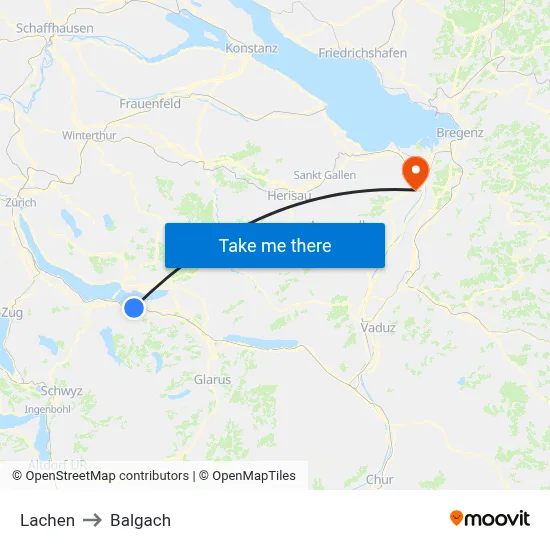 Lachen to Balgach map