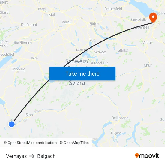 Vernayaz to Balgach map