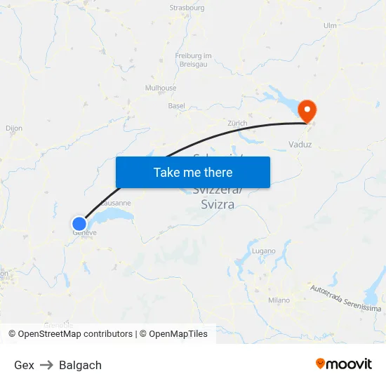 Gex to Balgach map