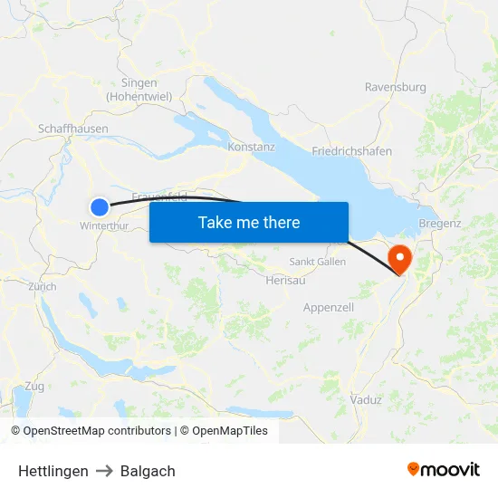 Hettlingen to Balgach map