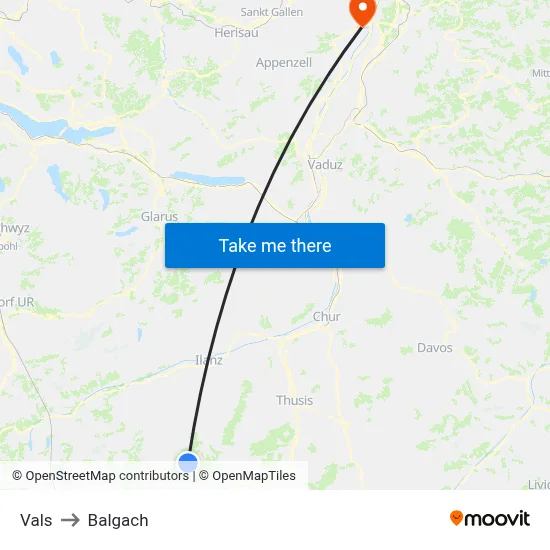 Vals to Balgach map