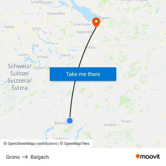 Grono to Balgach map