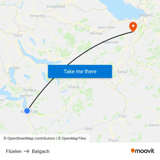 Flüelen to Balgach map