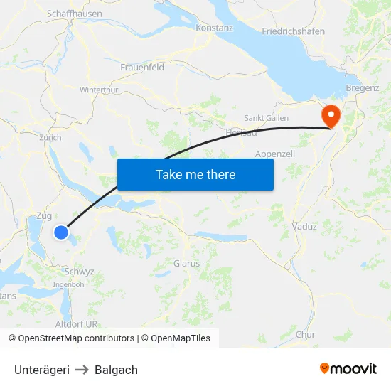 Unterägeri to Balgach map