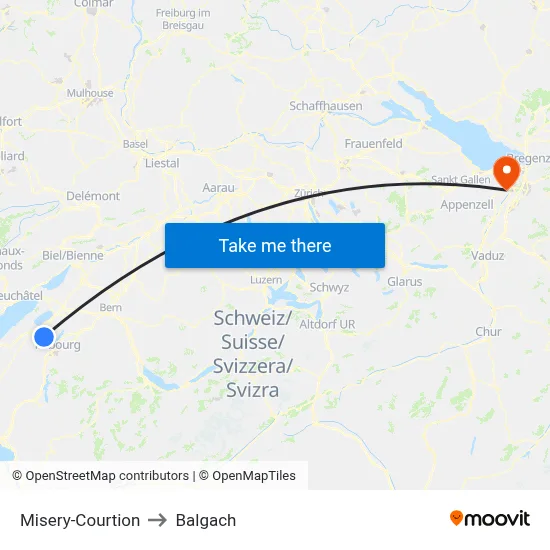 Misery-Courtion to Balgach map
