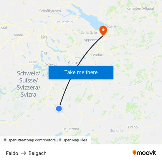 Faido to Balgach map