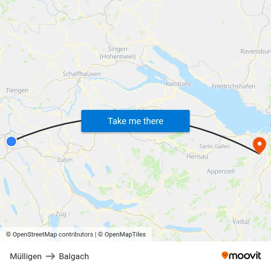 Mülligen to Balgach map