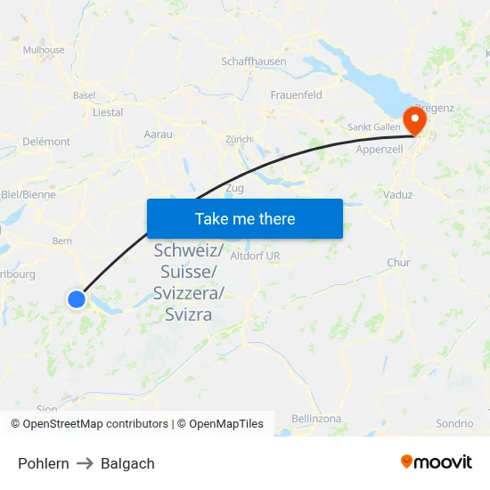 Pohlern to Balgach map