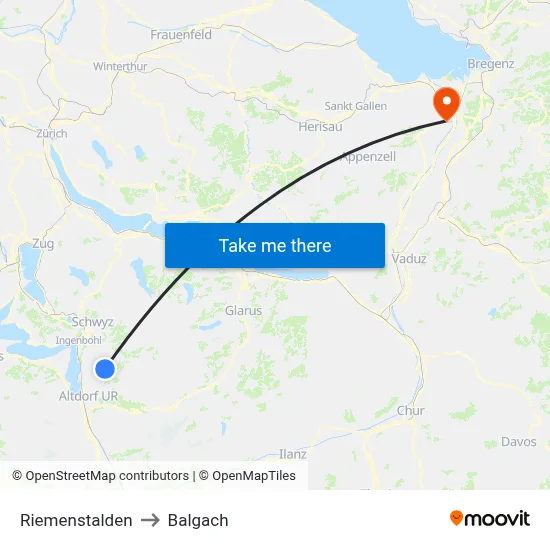 Riemenstalden to Balgach map
