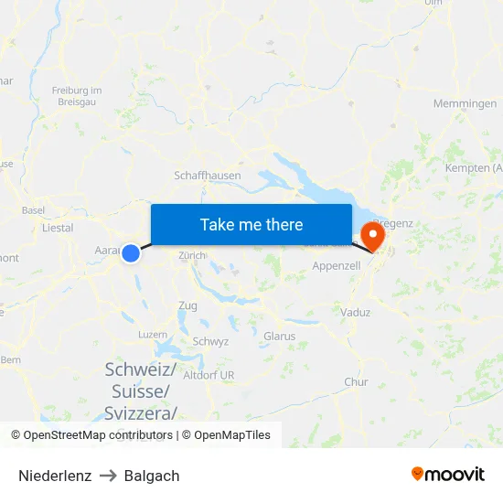 Niederlenz to Balgach map