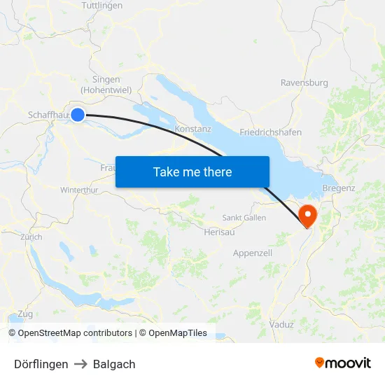 Dörflingen to Balgach map